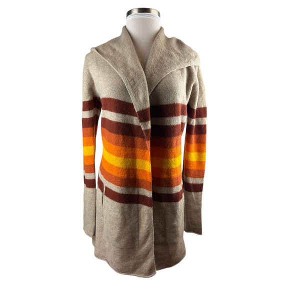 Toad & Co Merino Heartfelt Hoodie Duster Wool Long Open Cardigan Sweater Medium - Picture 14 of 14